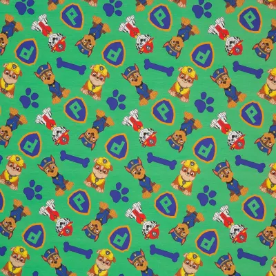 Jersey Stoffe Paw Patrol grün Marshall Rubble Chase