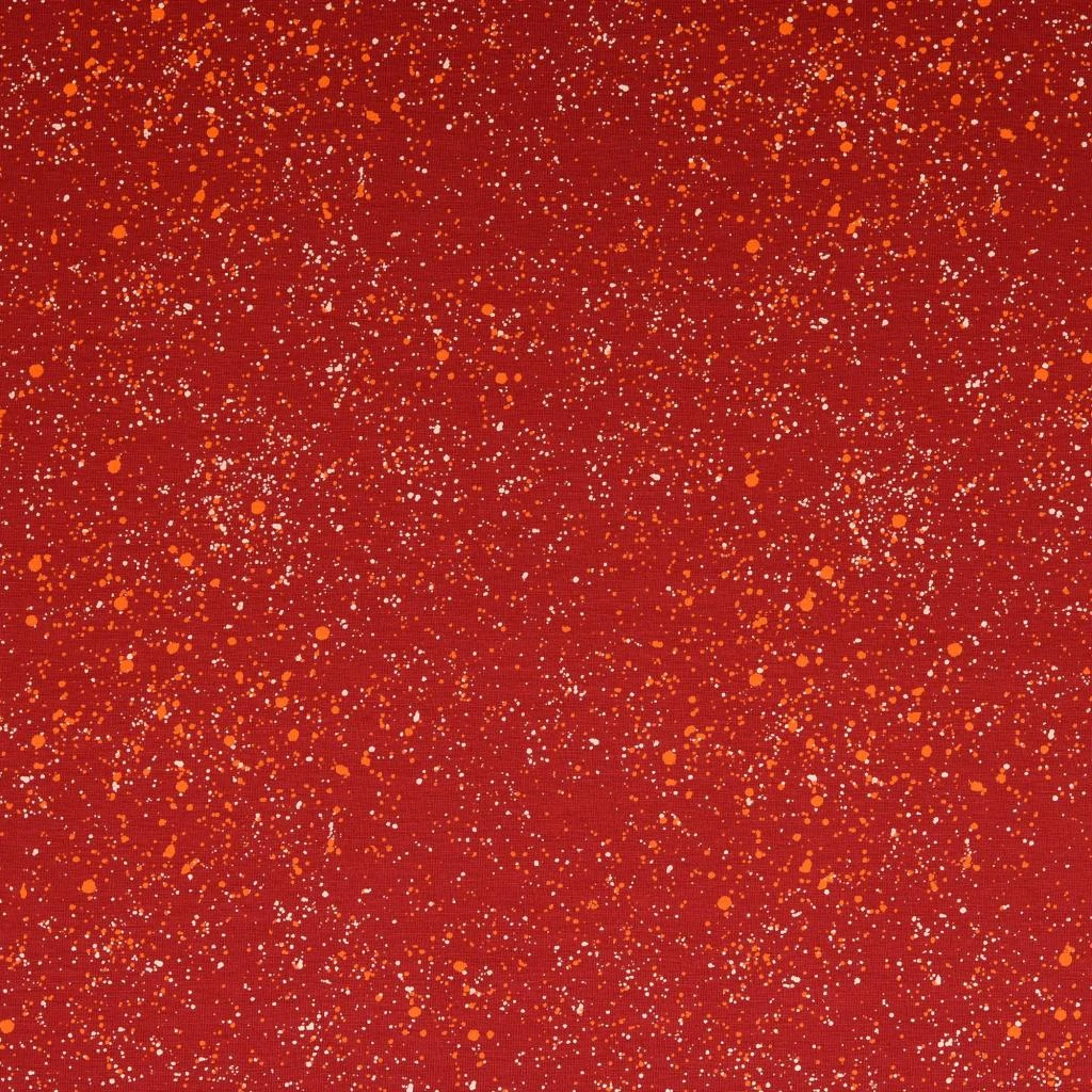 Jersey Stoffe bunte Punkte Tupfen Kombistoff Colour Splashes Dunkelrot 0,37m