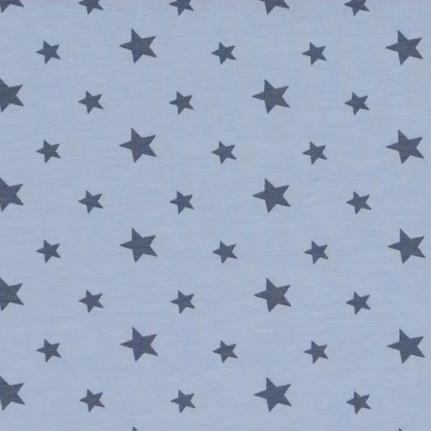 Jersey Stoff blaue Sterne hellblau