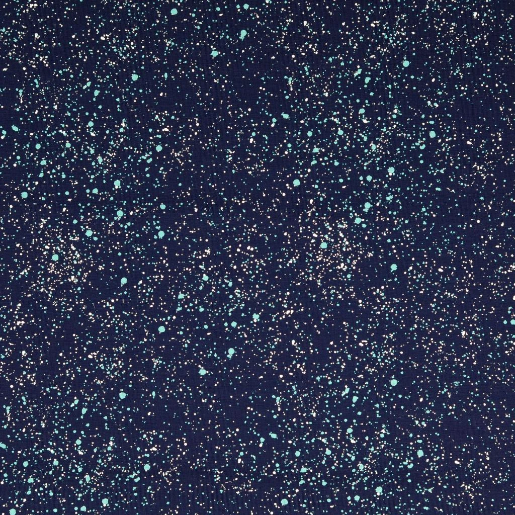 Jersey Stoffe bunte Punkte Tupfen Kombistoff Colour Splashes  Blau Türkis