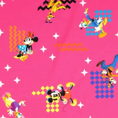 Jersey Stoffe Disney Micky Maus Goofy Daisy pink