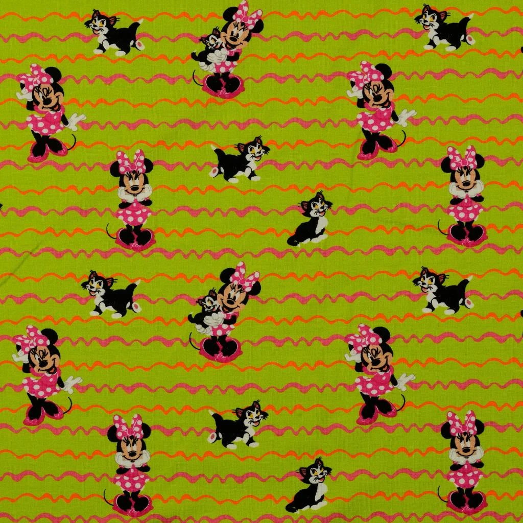 Jersey Stoffe Disney Minni Maus Figaro grün