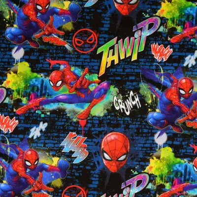 Jersey Stoffe Marvel Spiderman dunkelblau 0,20m